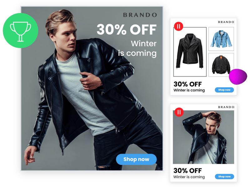 collage of promotional images depicting process optimization for ads