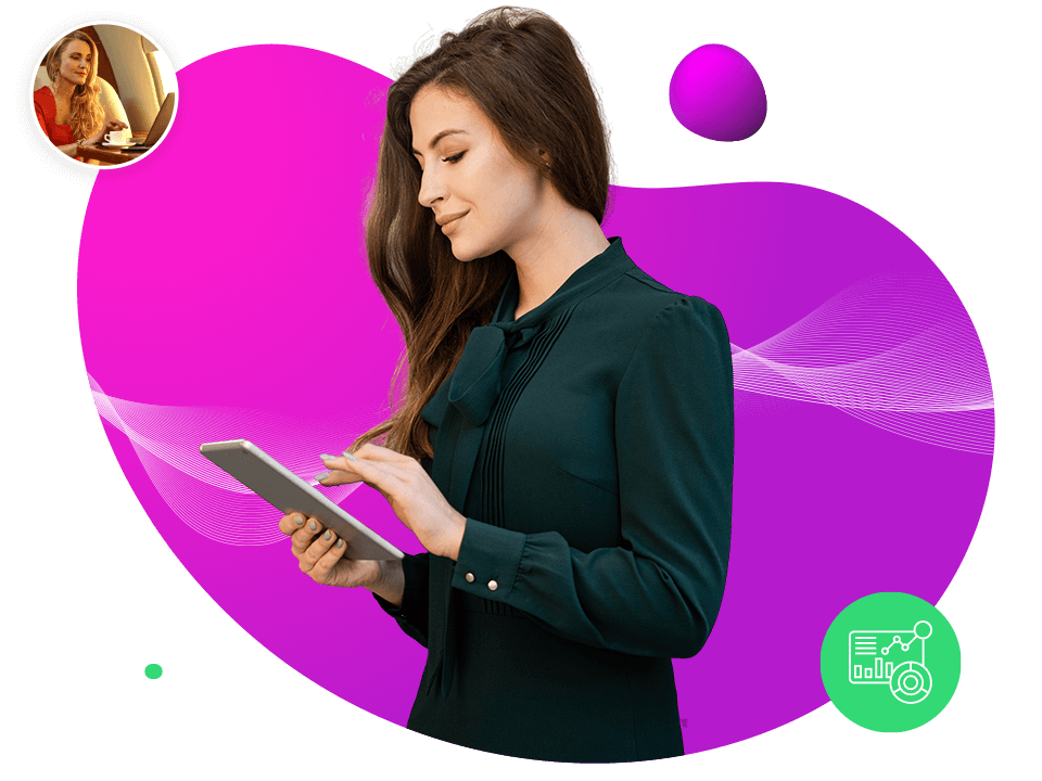 woman using tablet device